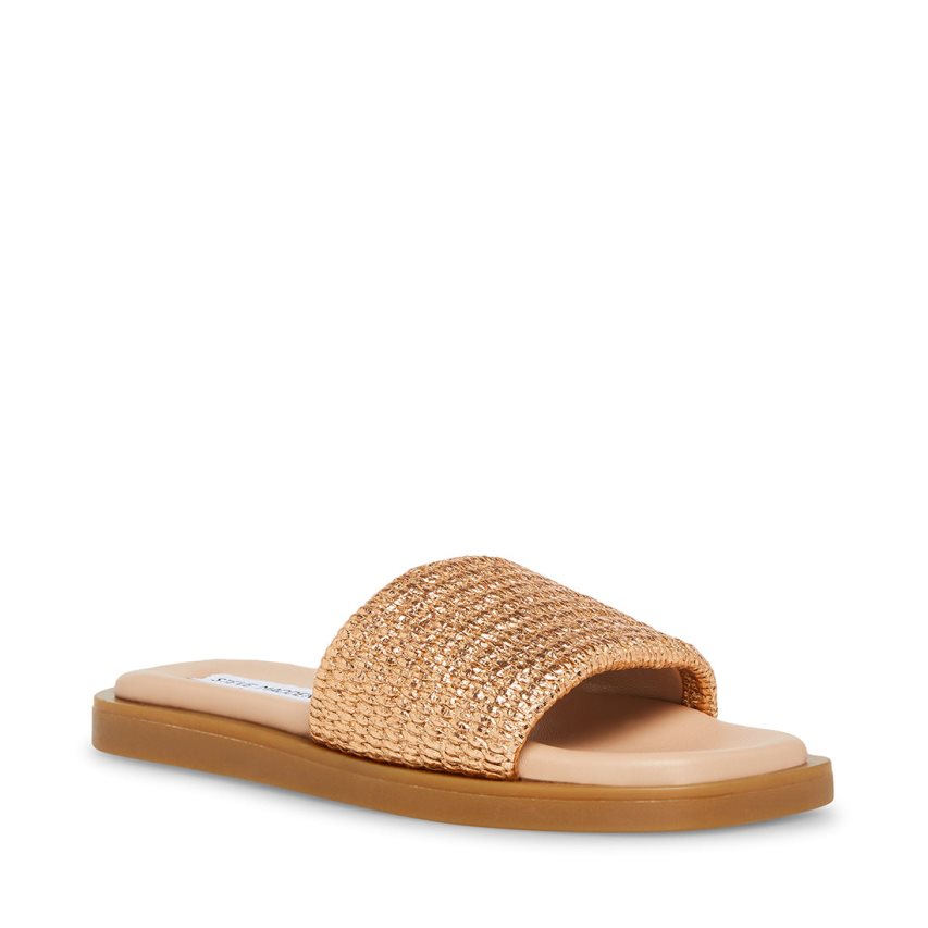 Sandalias de Diapositivas Steve Madden Leigh Rose Mujer Doradas | ES XLS219